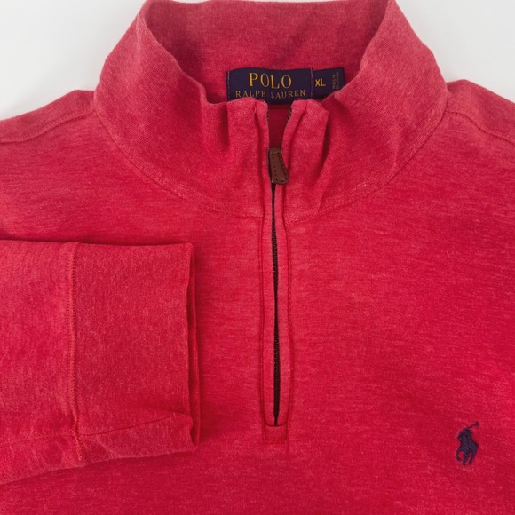 Polo Ralph Lauren Other - Polo Ralph Lauren Mens XL Red Heather Quarter Zip Pullover Cotton Blend Sweater